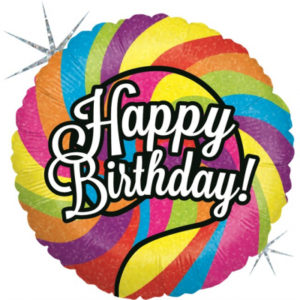 Balónek foliový Happy Birthday barevné lízátko ALBI