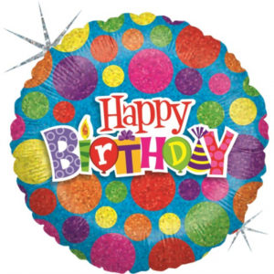 Balónek foliový Happy Birthday barevné puntíky ALBI
