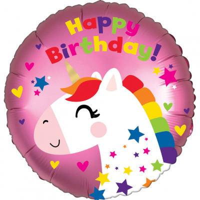 Balónek foliový Happy Birthday jednorožec ALBI