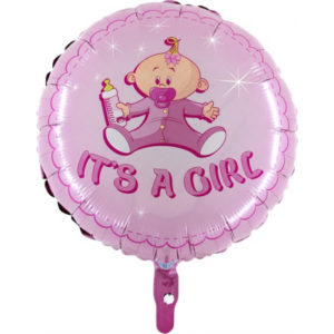 Balónek foliový It´s a girl růžový kulatý ALBI
