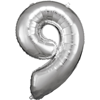 Balónek foliový číslo 88 cm 9 stříbrný ALBI