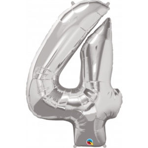 Balónek foliový číslo 92 cm 4 stříbrný ALBI