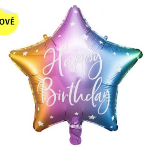 Balónek foliový hvězda Happy Birthday duhová ALBI