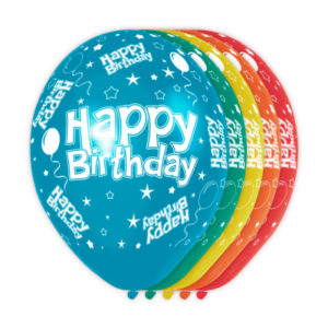 Balónky latexové Happy Birthday barevné s hvězdičkami 5 ks ALBI