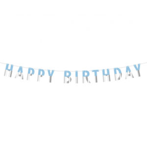 Banner Happy Birthday modro-stříbrný 1