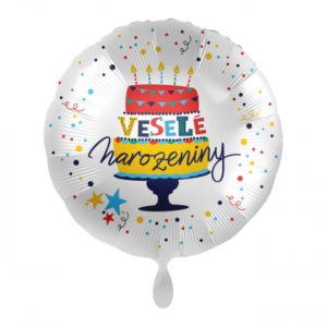 Balónek foliový Veselé narozeniny dort barevný ALBI