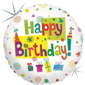 Balónek foliový Happy Birthday barevné dárky ALBI