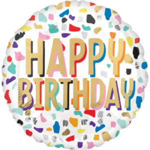 Balónek foliový Happy Birthday barevné konfety ALBI