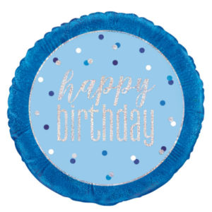 Balónek foliový Happy Birthday modrý s puntíky ALBI