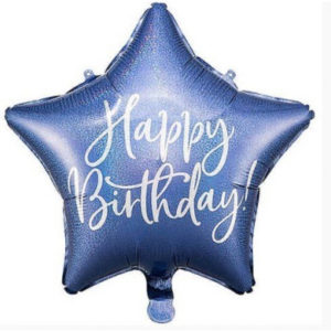 Balónek foliový hvězda Happy Birthday tmavě modrá ALBI