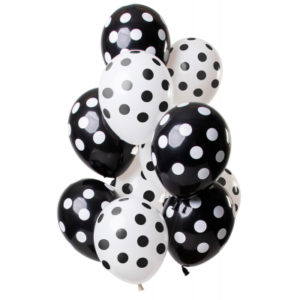 Balónky latexové černé a bílé s puntíky 12 ks ALBI