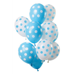 Balónky latexové modré a bílé s puntíky 12 ks ALBI