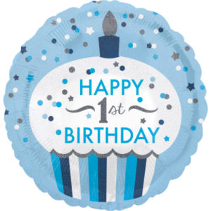 Balónek foliový 1.narozeniny Cupcake modrý ALBI