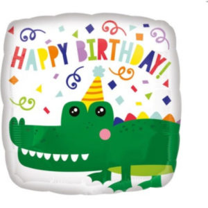 Balónek foliový Happy Birthday krokodýl čtverec ALBI