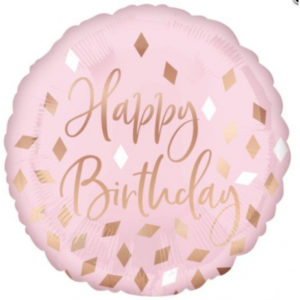 Balónek foliový Happy Birthday rose gold s konfetami ALBI