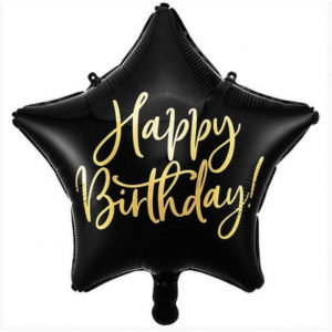 Balónek foliový hvězda Happy Birthday černá ALBI