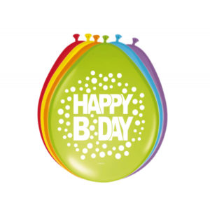 Balónky latexové Happy Birthday barevné s puntíky 8 ks ALBI