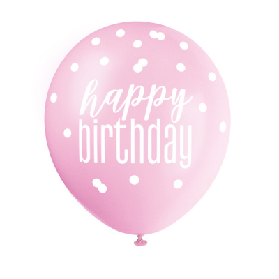 Balónky latexové Happy Birthday růžové/fialové/bílé perleť. 6 ks ALBI
