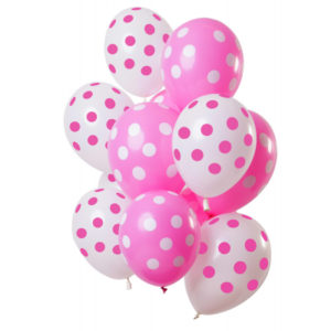 Balónky latexové růžové a bílé s puntíky 12 ks ALBI