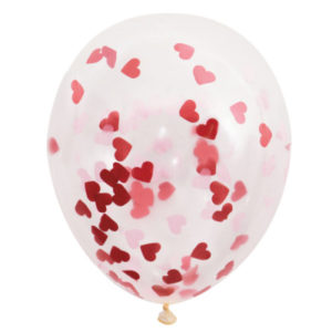 Balónky latexové s konfetami červená/růžová srdíčka 5 ks ALBI