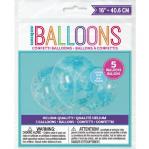 Balónky latexové s konfetami modrá srdíčka 5 ks ALBI