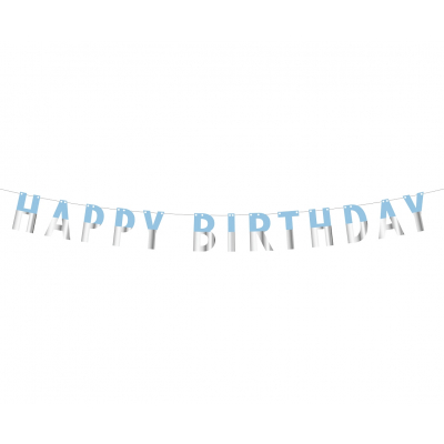 Banner Happy Birthday modro-stříbrný 1