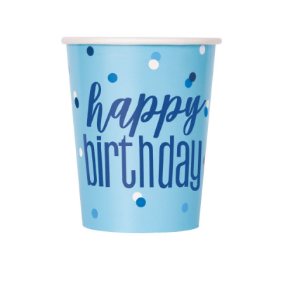 Kelímky Happy Birthday modré s puntíky 8 ks ALBI