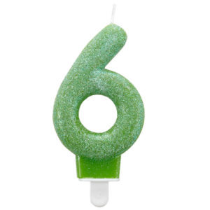 Svíčka dortová glitr zelená číslo 6 ALBI