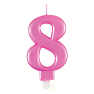 Svíčka dortová růžová číslo 8 ALBI
