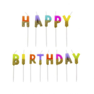 Svíčky dortové 13 ks Happy Birthday neonové ALBI
