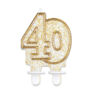 Svíčka dortová jubileum gold/bílá číslo 40 ALBI