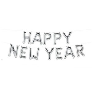 Balónek foliový stříbrný nápis Happy new year ALBI