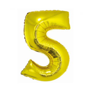 Balónek fóliový 76 cm číslo 05 zlatý ALBI