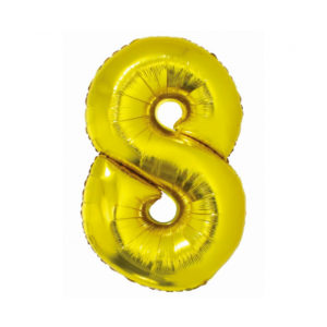 Balónek fóliový 76 cm číslo 08 zlatý Albi