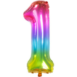 Balónek fóliový 85 cm číslo 01 duhový ALBI