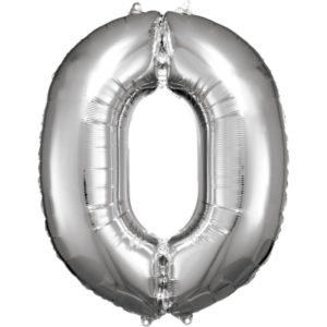 Balónek fóliový 88 cm číslo 0 stříbrný ALBI