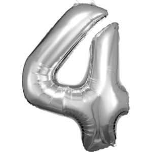 Balónek fóliový 88 cm číslo 04 stříbrny Albi