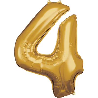 Balónek fóliový 88 cm číslo 04 zlatý ALBI
