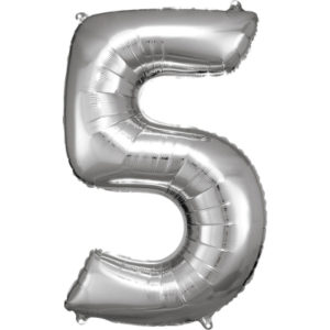 Balónek fóliový 88 cm číslo 05 stříbrný ALBI