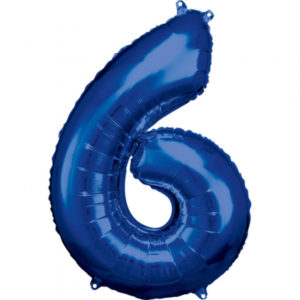 Balónek fóliový 88 cm číslo 06 modrý Albi