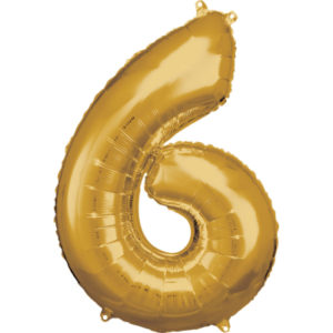 Balónek fóliový 88 cm číslo 06 zlatý Albi