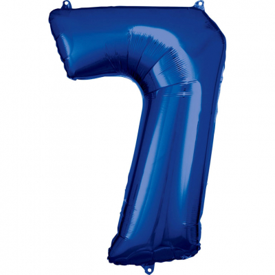 Balónek fóliový 88 cm číslo 07 modrý Albi