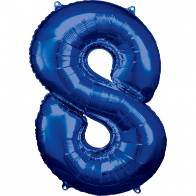 Balónek fóliový 88 cm číslo 08 modrý Albi