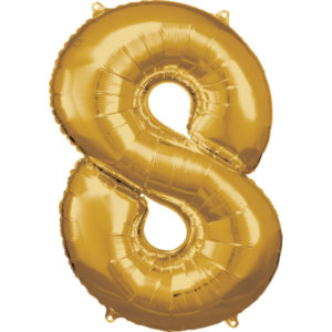 Balónek fóliový 88 cm číslo 08 zlatý Albi