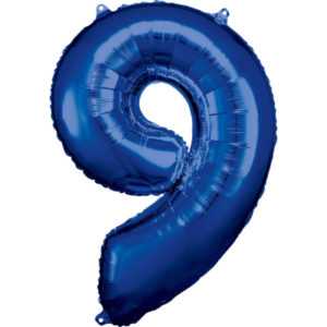 Balónek fóliový 88 cm číslo 09 modrý ALBI