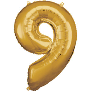 Balónek fóliový 88 cm číslo 09 zlatý ALBI