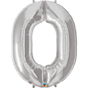 Balónek fóliový 92 cm číslo 0 stříbrný Albi