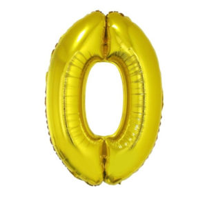 Balónek fóliový 92 cm číslo 0 zlatý ALBI
