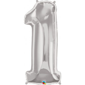 Balónek fóliový 92 cm číslo 01 stříbrný Albi
