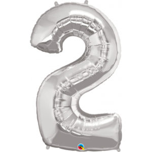 Balónek fóliový 92 cm číslo 02 stříbrný ALBI